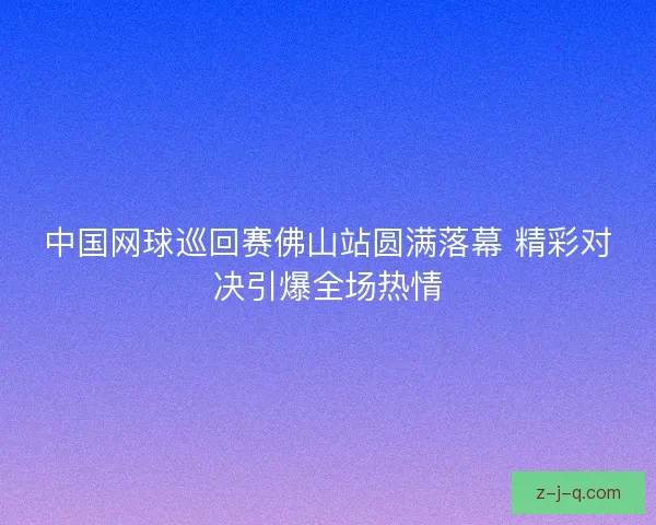 中国网球巡回赛佛山站圆满落幕 精彩对决引爆全场热情