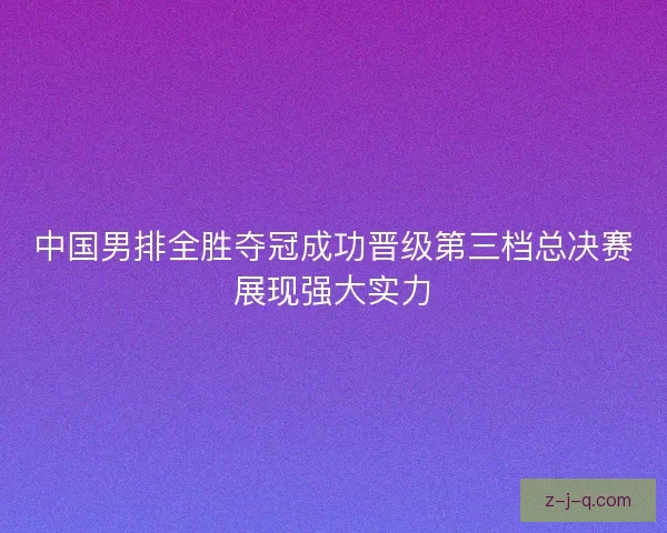 中国男排全胜夺冠成功晋级第三档总决赛展现强大实力