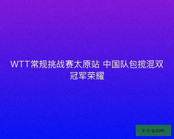 WTT常规挑战赛太原站 中国队包揽混双冠军荣耀 WTT常规挑战赛太原站 中国队包揽混双冠军荣耀