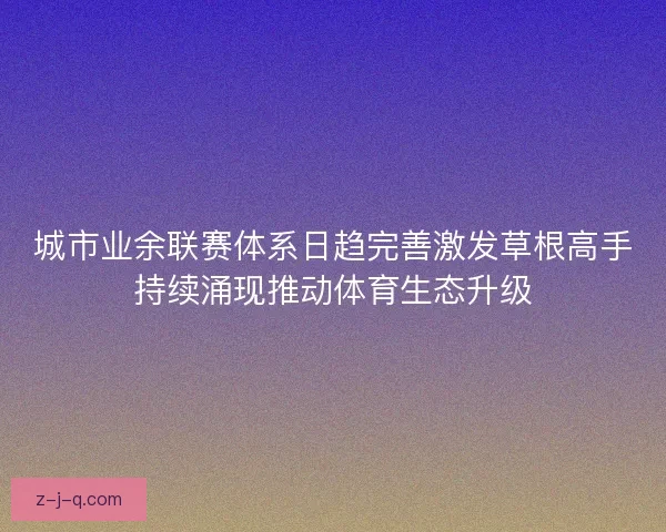 城市业余联赛体系日趋完善激发草根高手持续涌现推动体育生态升级 城市业余联赛体系日趋完善激发草根高手持续涌现推动体育生态升级